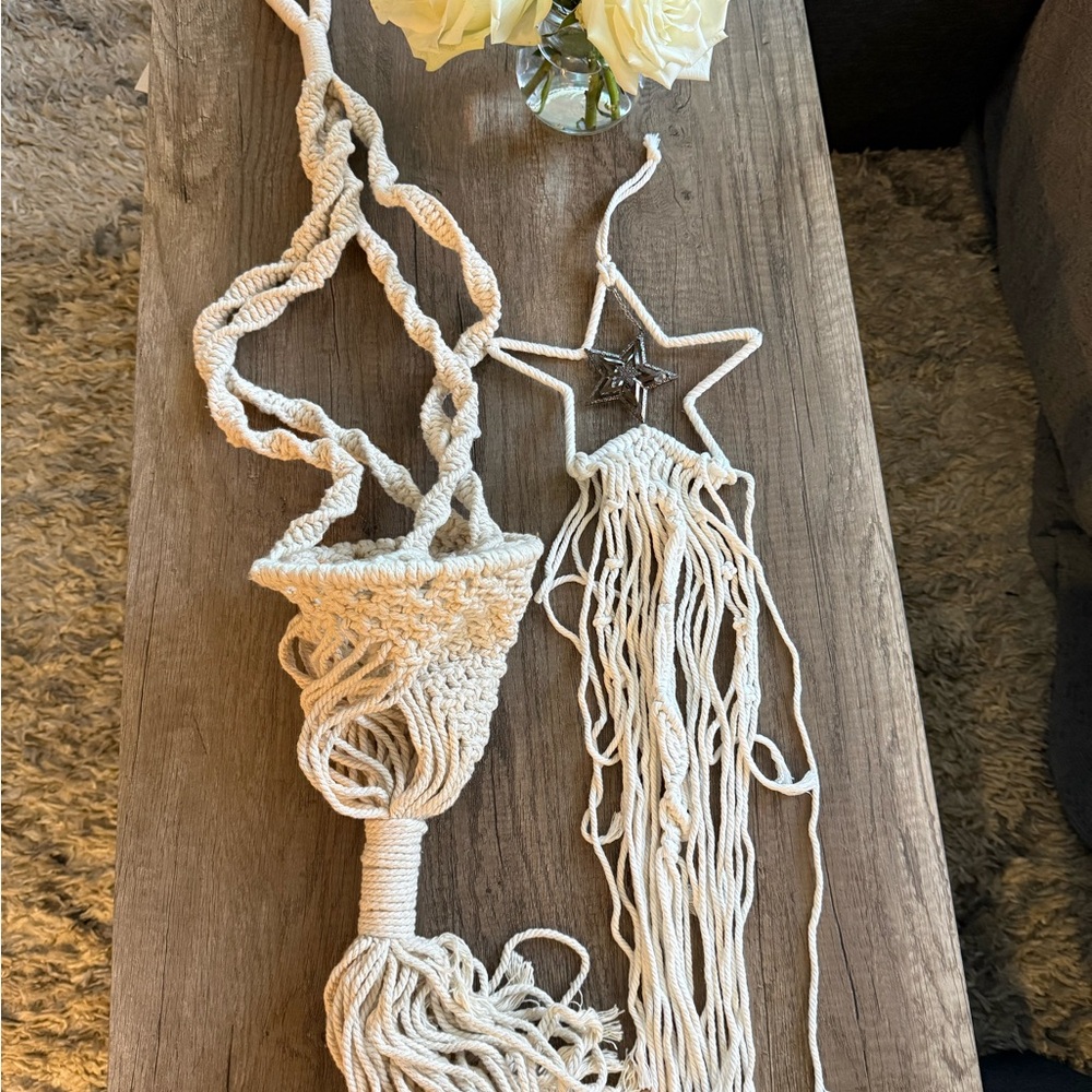 Handmade Macramé Plant Hanger and Star Wall Hanging